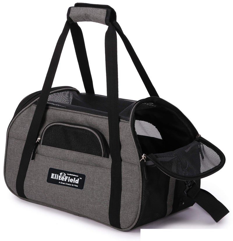 EliteField Soft Sided Pet Carrier (3 Year Warranty, Airline Approved), Multiple Sizes and Colors Available (Large: 19" L x 10" W x 13" H, Charcoal Gray) - Image 2